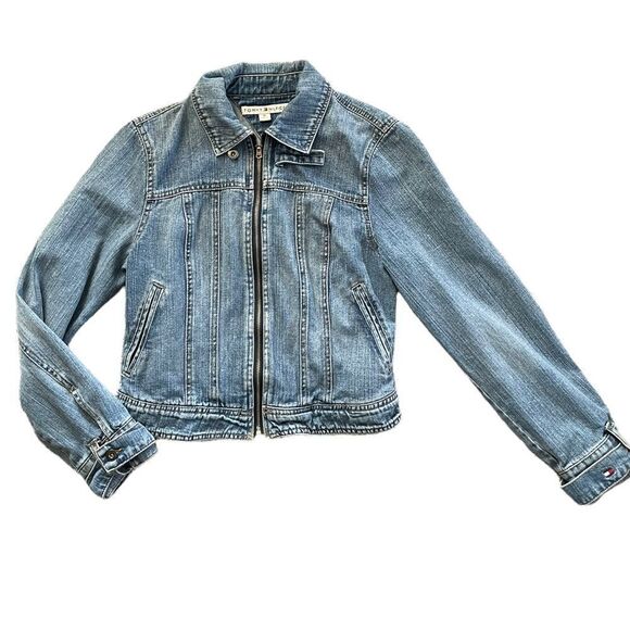 Vintage 90s TOMMY HILFIGER Jean Jacket Size Medium - Picture 1 of 13